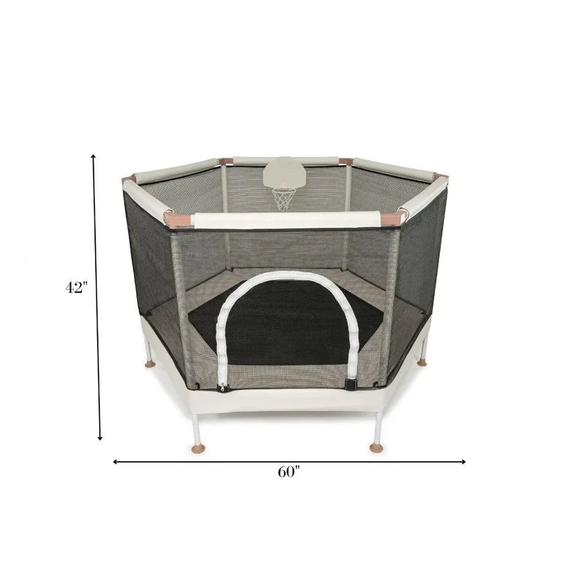 🎈Square House Kids Trampoline, Aesthetic Indoor and Outdoor Toddler Trampoline with Safety Net, Basketball Hoop, 220lb Capacity, Ultra Safe No-Gap Design