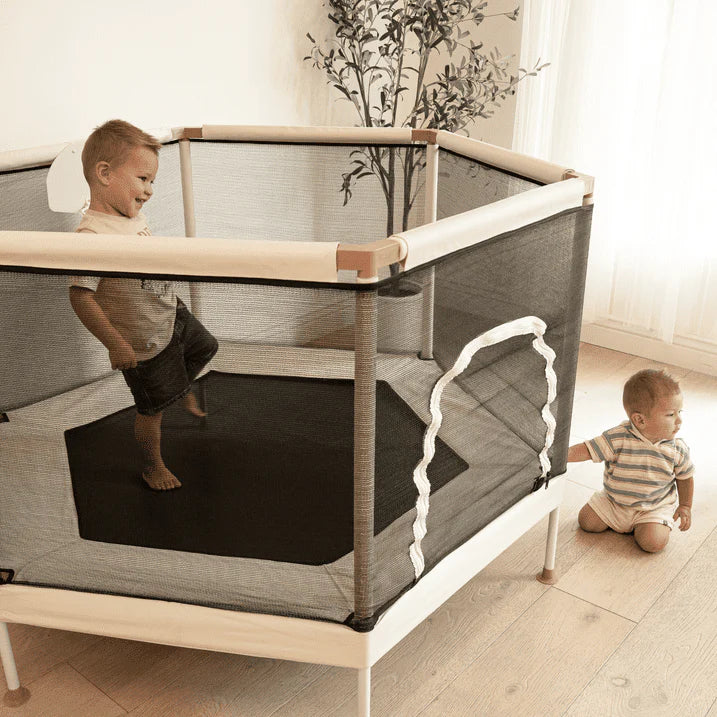 🎈Square House Kids Trampoline, Aesthetic Indoor and Outdoor Toddler Trampoline with Safety Net, Basketball Hoop, 220lb Capacity, Ultra Safe No-Gap Design