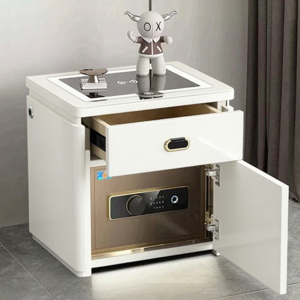 💥SmartSecure 3-Drawer Nightstand with Biometric Safe & LED Lighting