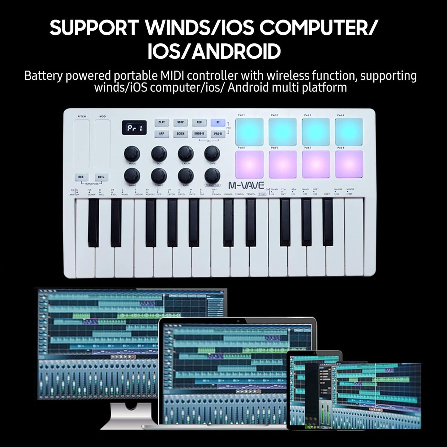 🔥25-key MIDI control keyboard mini portable USB keyboard MIDI controller, DJ