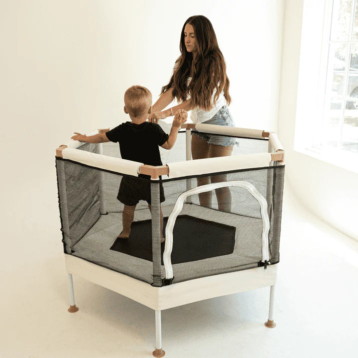 🎈Square House Kids Trampoline, Aesthetic Indoor and Outdoor Toddler Trampoline with Safety Net, Basketball Hoop, 220lb Capacity, Ultra Safe No-Gap Design