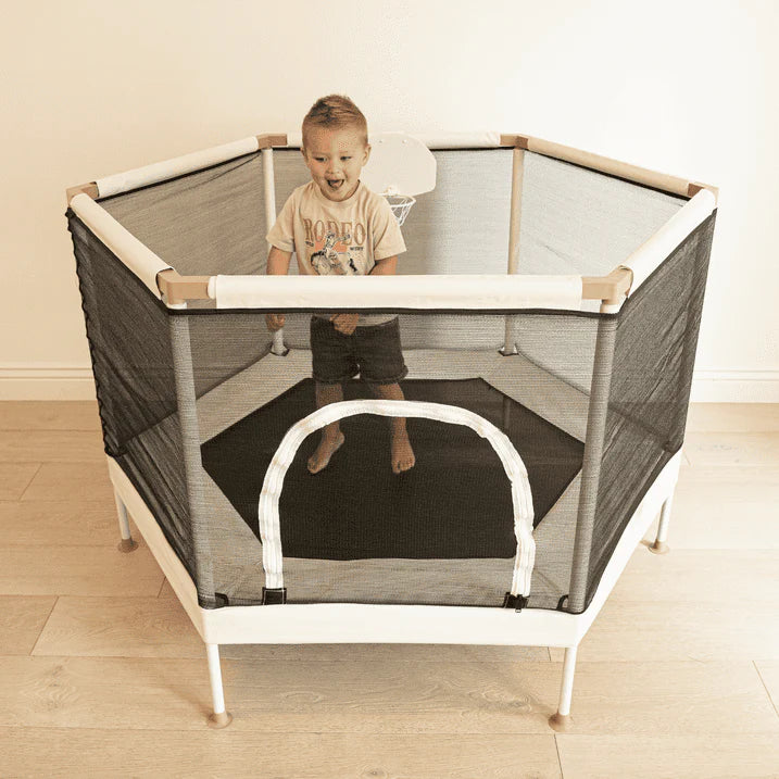 🎈Square House Kids Trampoline, Aesthetic Indoor and Outdoor Toddler Trampoline with Safety Net, Basketball Hoop, 220lb Capacity, Ultra Safe No-Gap Design