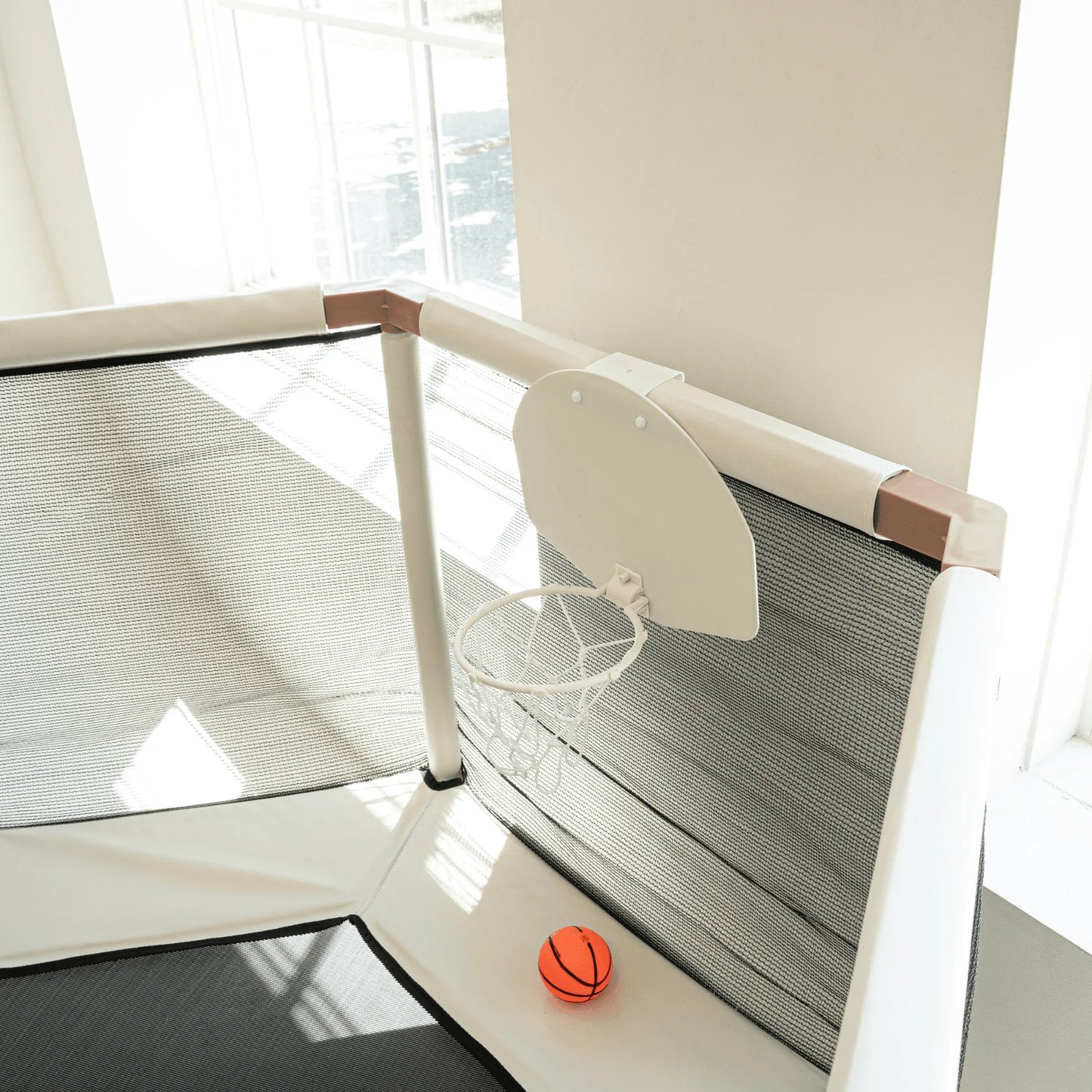 🎈Square House Kids Trampoline, Aesthetic Indoor and Outdoor Toddler Trampoline with Safety Net, Basketball Hoop, 220lb Capacity, Ultra Safe No-Gap Design
