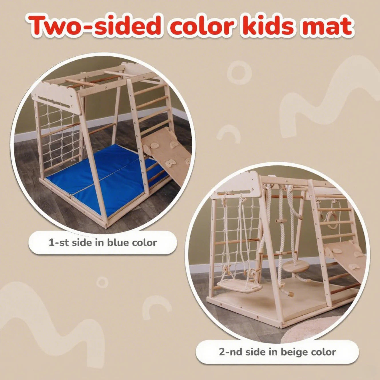 🎈Up to 4 Years Wooden Gym, Scandinavian Play, Indoor Gym for Kids Climbing Gym, Wooden Jungle Gym Indoor
