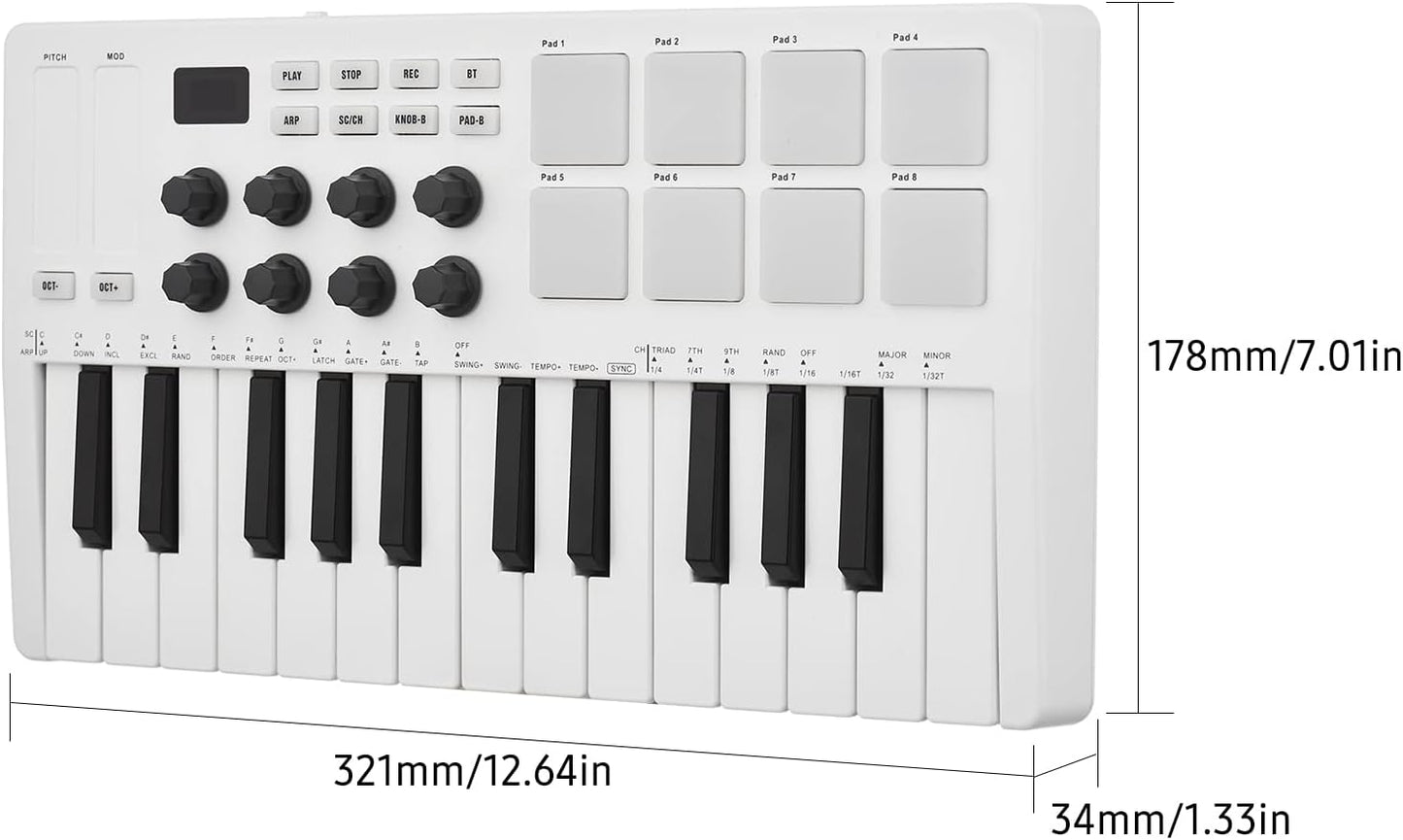 🔥25-key MIDI control keyboard mini portable USB keyboard MIDI controller, DJ