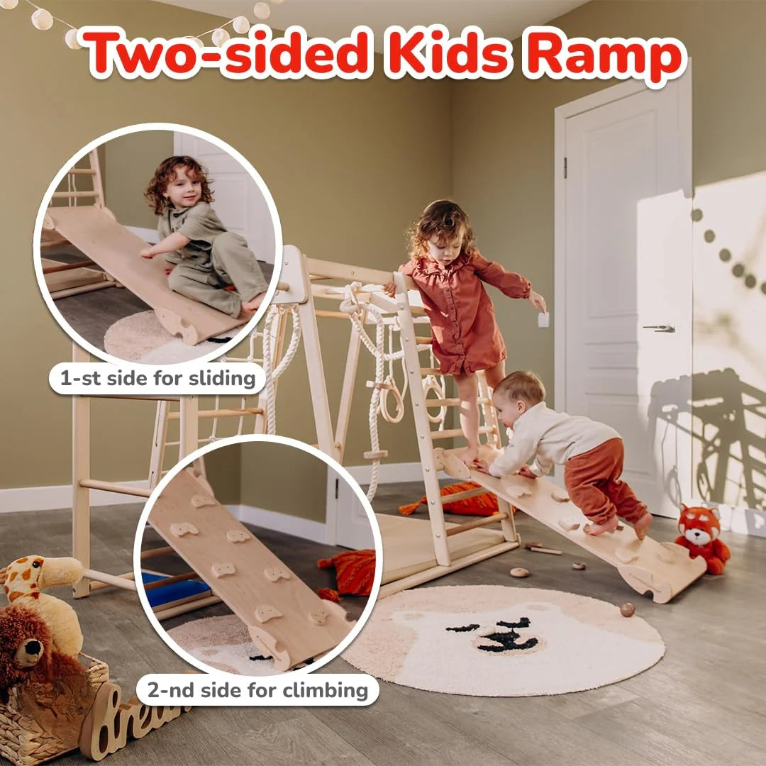 🎈Up to 4 Years Wooden Gym, Scandinavian Play, Indoor Gym for Kids Climbing Gym, Wooden Jungle Gym Indoor