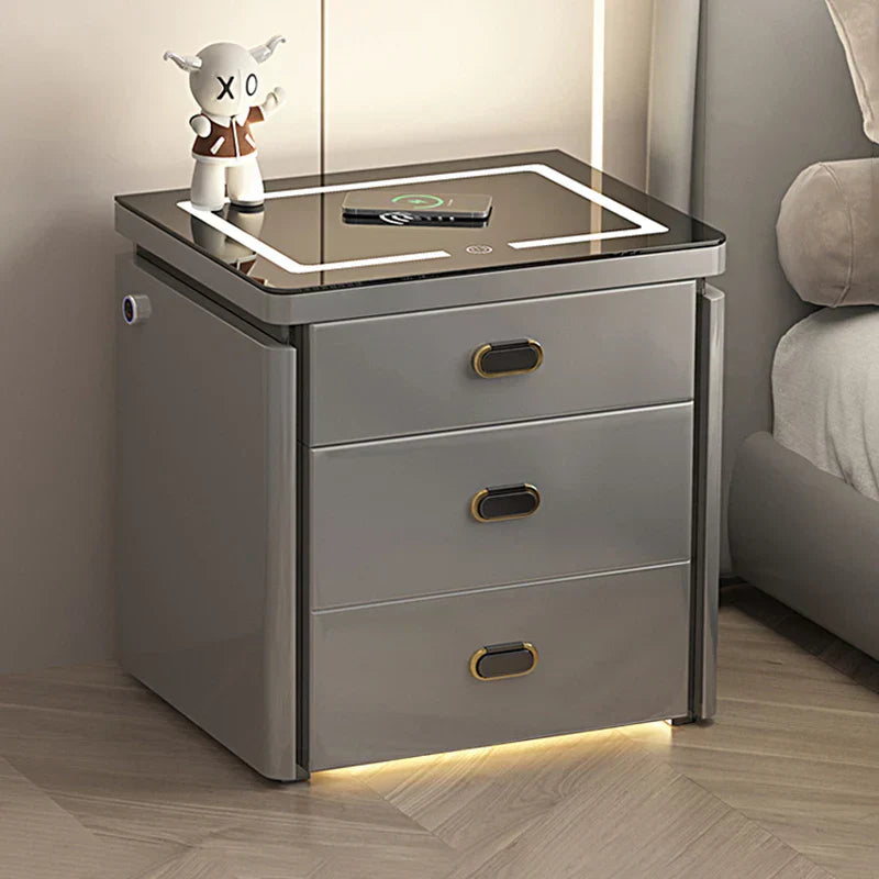 💥SmartSecure 3-Drawer Nightstand with Biometric Safe & LED Lighting